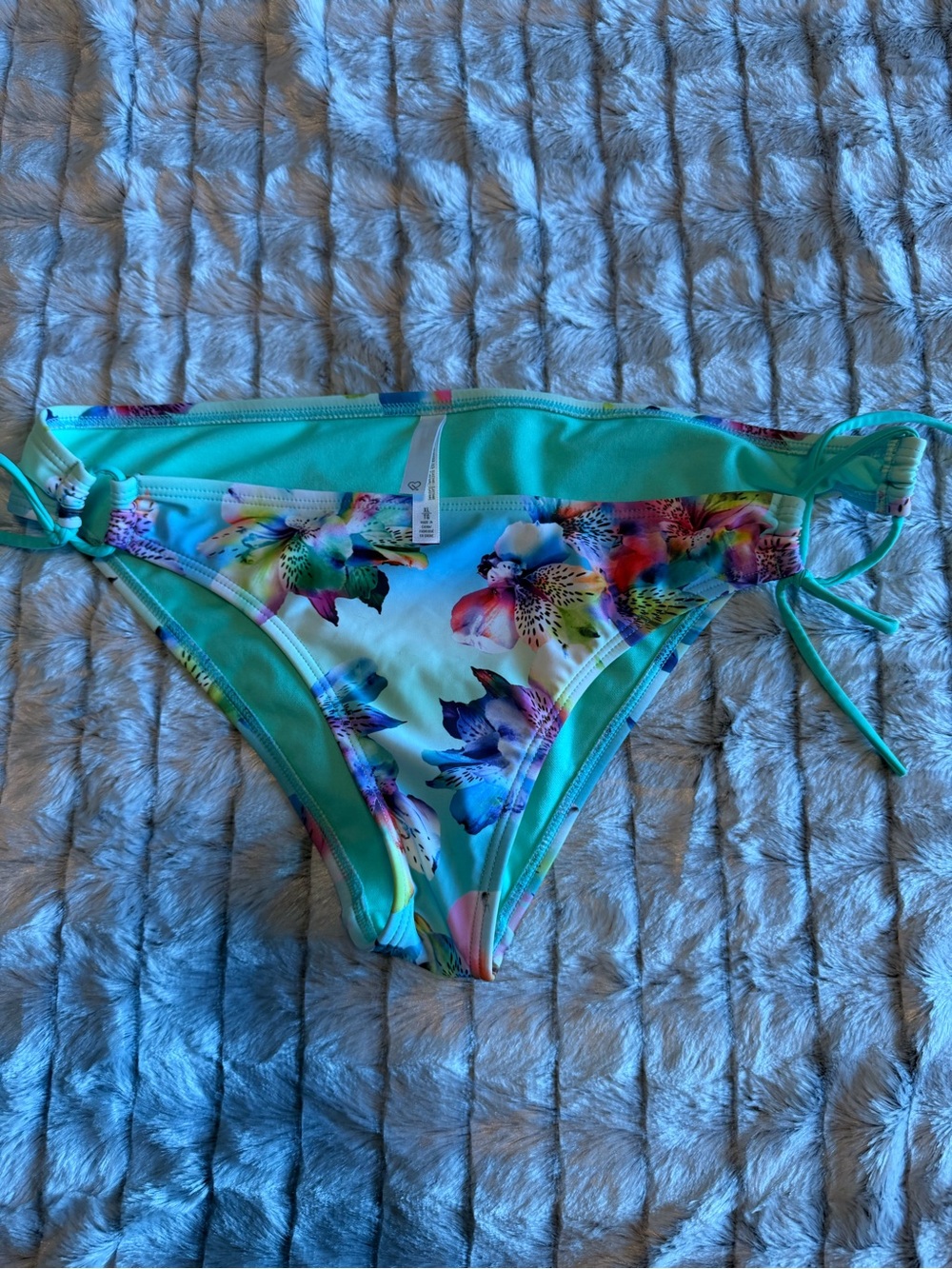 Turquoise Floral Side-Tie Bikini Bottoms